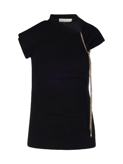 Chloé Chain Detail Sleeveless Wool Knit Top In Black