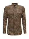 Saint Laurent Leopard Print Silk Button-up Shirt In Brown