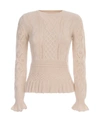 SEE BY CHLOÉ CRAFTY LACE KNIT L/S CREW NECK,11434064