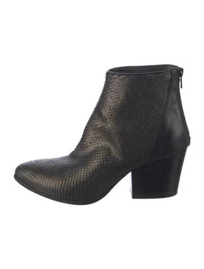 Pre-owned 275 Central Leather Animal Print Boots In Black