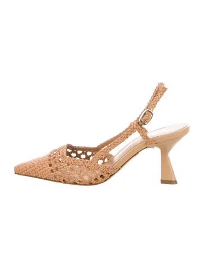 Pre-owned 275 Central Leather Braided Accents Slingback Pumps In Brown