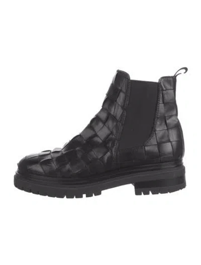 Pre-owned 275 Central Leather Patterned Chelsea Boots In Black