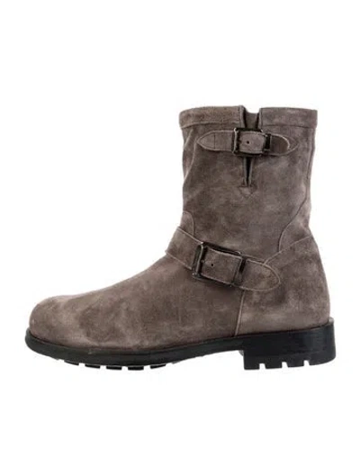 Pre-owned 275 Central Suede Moto Boots In Gray