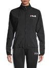 Fila Logo Tape Zip-up Nylon Track Jacket In Black