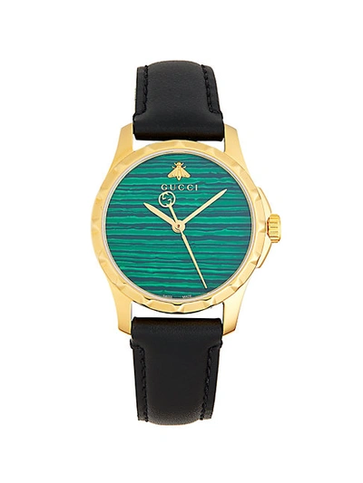 Gucci Goldtone Stainless Steel & Leather-strap Watch