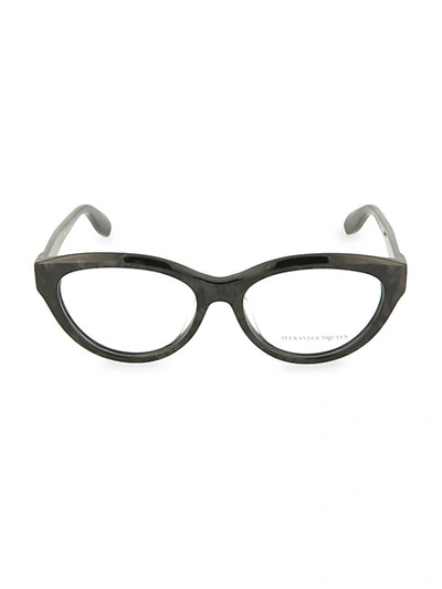 Alexander Mcqueen 55mm Blue Light Core Cat Eye Reading Glasses In Grey