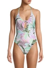 PILYQ ARIELLE PALM-PRINT ONE-PIECE SWIMSUIT,0400012780409