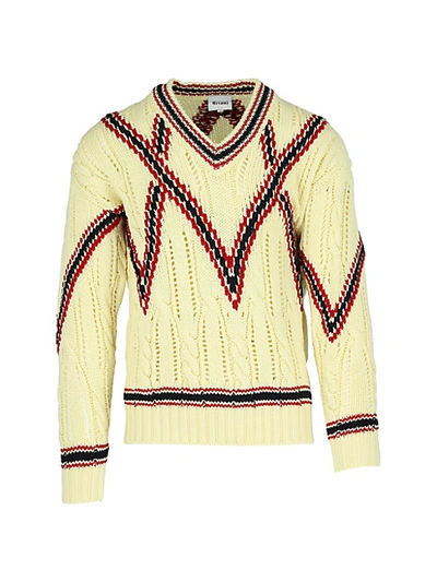 Brioni Cable-knit Wool Jumper In Lemon Red