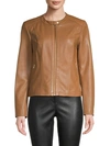 Cole Haan Leather Moto Jacket In Hazelnut