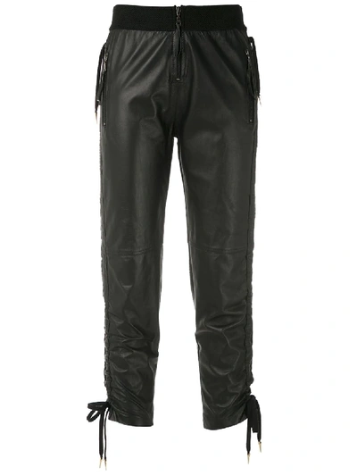Andrea Bogosian Rogue Leather Cropped Trousers In Black