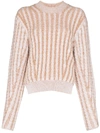 CHLOÉ TWO-TONE CABLE-KNIT JUMPER