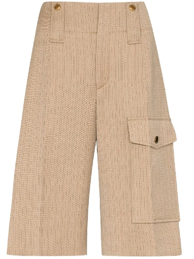 Chloé Pinstripe Knee-length Shorts In Brown
