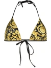 Versace Black Barocco Bikini Top In White