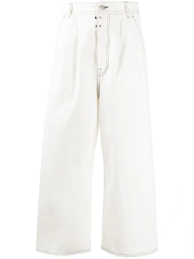 Mm6 Maison Margiela Flared Cropped High-waisted Jeans In White