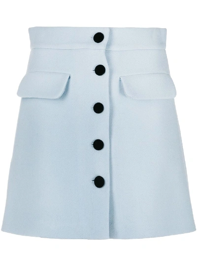 Miu Miu Button-up A-line Mini Skirt In Blau