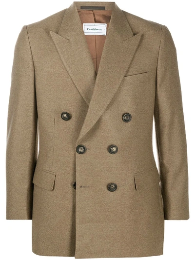 Casablanca Double-breasted Wool Blazer In Brown