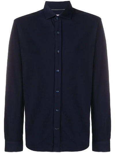 Brunello Cucinelli Classic Collar Buttoned Shirt In Blue