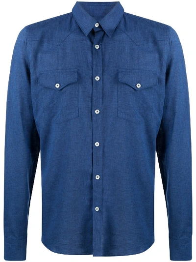 Dell'oglio Plain Denim Shirt In Blue