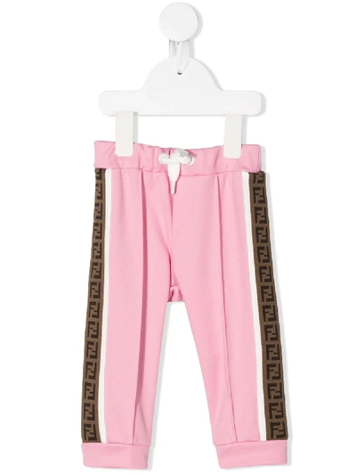 Fendi Babies' Ff 边饰运动裤 In Pink