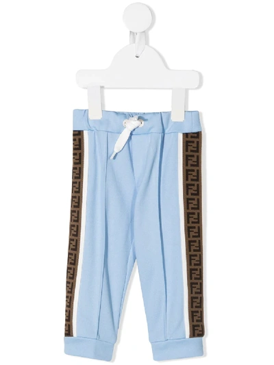 Fendi Babies' Ff Trim Track Trousers In Blue