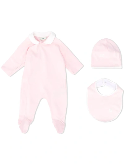 Fendi Babies' Pyjamas, Hat And Bib Set In Pink