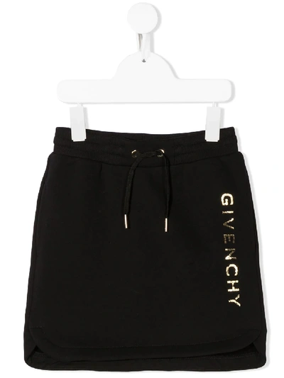 Givenchy Kids' Logo印花混棉运动裤 In Black
