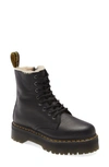 Dr. Martens' Jadon Fur Lined Chunky Ankle Boot In Black In Black Leather