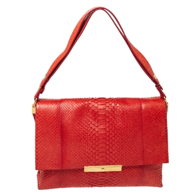 Pre-owned Celine Red Python Blade Flap Bag