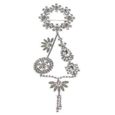 Pre-owned Burberry Daisy Wreath Crystal Silver Tone Brooch