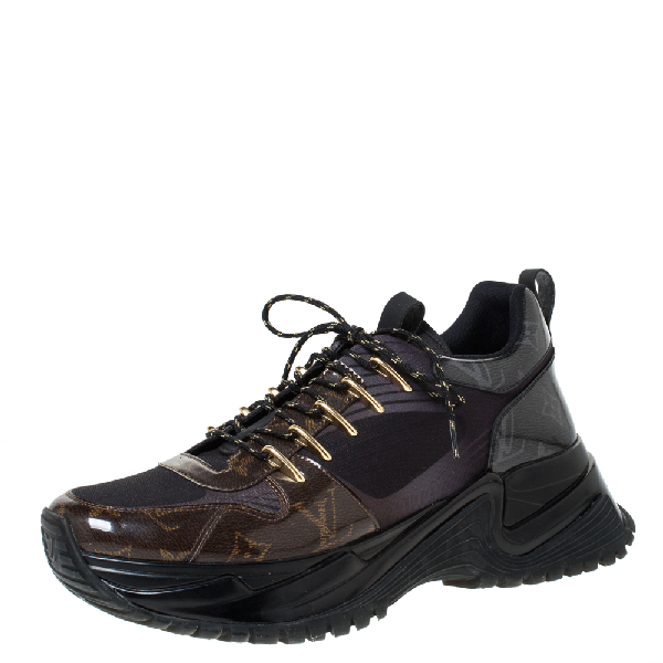 Pre-Owned Louis Vuitton Black/brown Monogram Canvas And Mesh Run Away Pulse Sneakers Size 41 ...