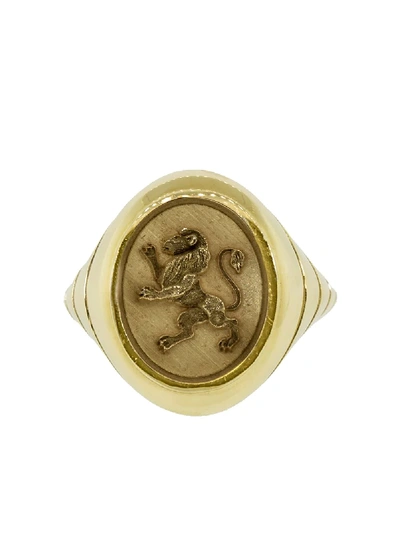 Retrouvai 14kt Gold Lion Grandfather Signet Ring In Ylwgold