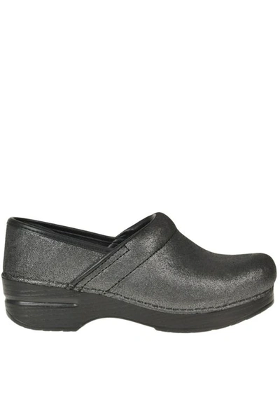 Dansko Professional Metallic Suede Clogs In Black