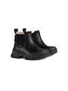 GUCCI LOGO PATCH ANKLE BOOTS