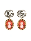 GUCCI GG GOLD-TONE CRYSTAL-EMBELLISHED DROP EARRINGS