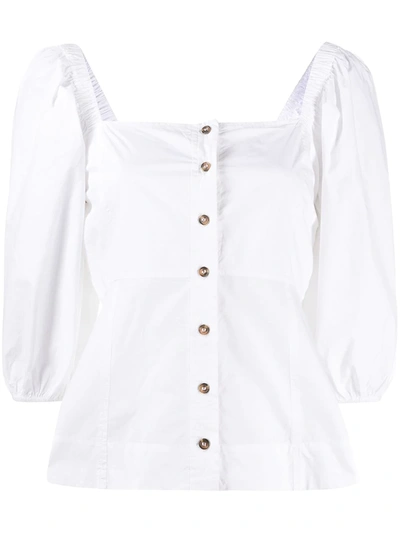 Ganni Organic Cotton-poplin Blouse In White