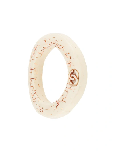 Pre-owned Chanel 1997 Engraved Cc Bangle In Neutrals