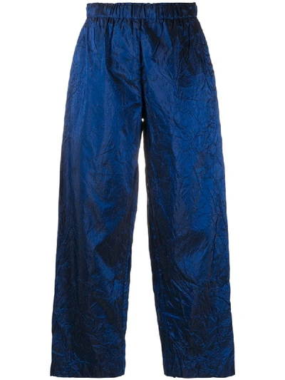 Daniela Gregis Pigiama 100% Silk Slim Trousers In Blue