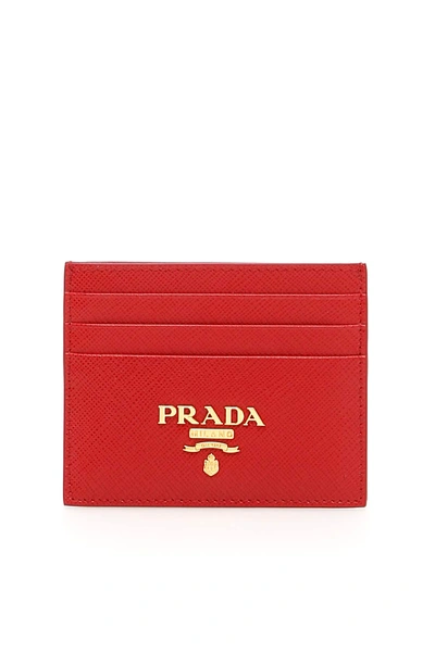 Prada Logo Cardholder In Red