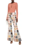 ZIMMERMANN PATCHWORK-EFFECT LACE-TRIMMED PRINTED LINEN FLARED trousers,3074457345622280628