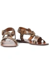 ZIMMERMANN KNOTTED SNAKE-EFFECT LEATHER SLINGBACK SANDALS,3074457345623001161