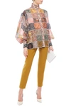 ZIMMERMANN NINETY-SIX LATTICE-TRIMMED PRINTED LINEN AND SILK-BLEND GAUZE BLOUSE,3074457345622733732