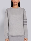 THOM BROWNE THOM BROWNE LIGHT GREY COTTON JERSEY LONG SLEEVE TONAL 4-BAR RUGBY T-SHIRT,FJS066A0676914832048