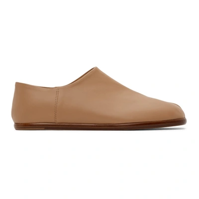 Maison Margiela Tabi Collapsible-heel Split-toe Leather Loafers In Brown
