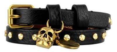 Alexander Mcqueen Skull Studded Wrap Bracelet In Black