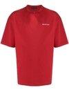 Balenciaga Logo News Print Cotton Jersey T-shirt In Red