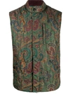 ETRO BENETROESSERE PAISLEY-PRINT QUILTED GILET