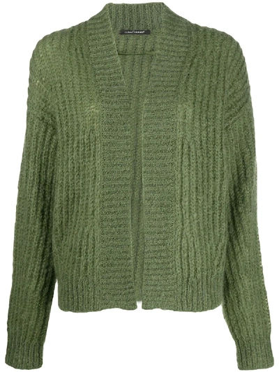 Luisa Cerano Long Sleeve Cable Knit Cardigan In Green