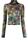 JUST CAVALLI ABSTRACT-PRINT HIGH-NECK TOP
