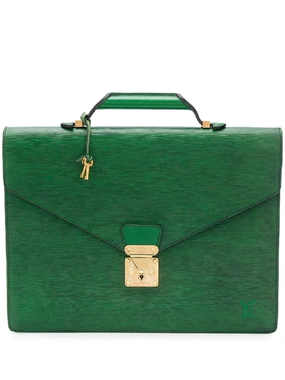 Pre-owned Louis Vuitton 1990  Épi Briefcase In Green