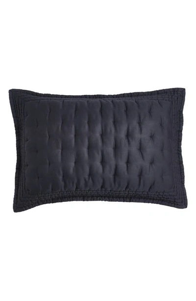 Donna Karan Essential Lyocell & Silk Tack Stitch Sham In Black